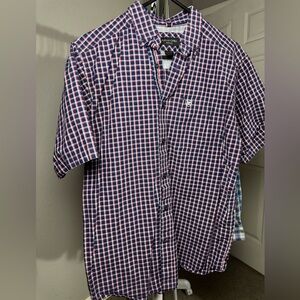 Ariat Men's Navy and Red Plaid Shirt